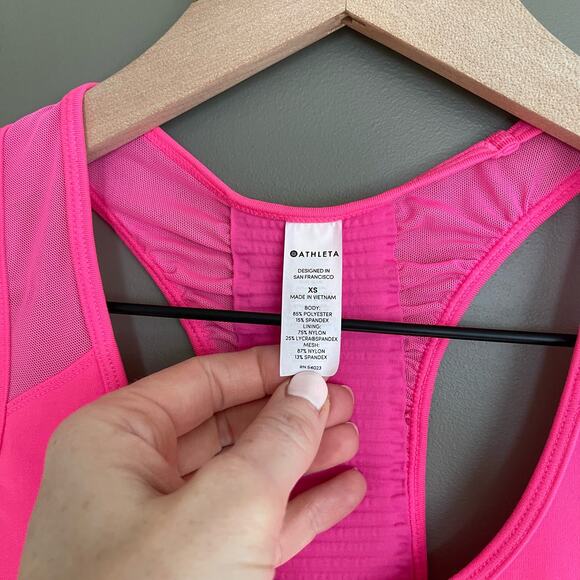 Athleta‎ BAKASANA TANK Prism Pink Size XS Sleeveless Top Sheer Mesh Back Workout - Picture 14 of 16